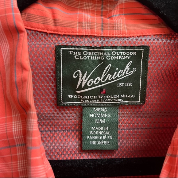 Woolrich Men's orange Plaid button down shirt Sz M - Picture 6 of 9